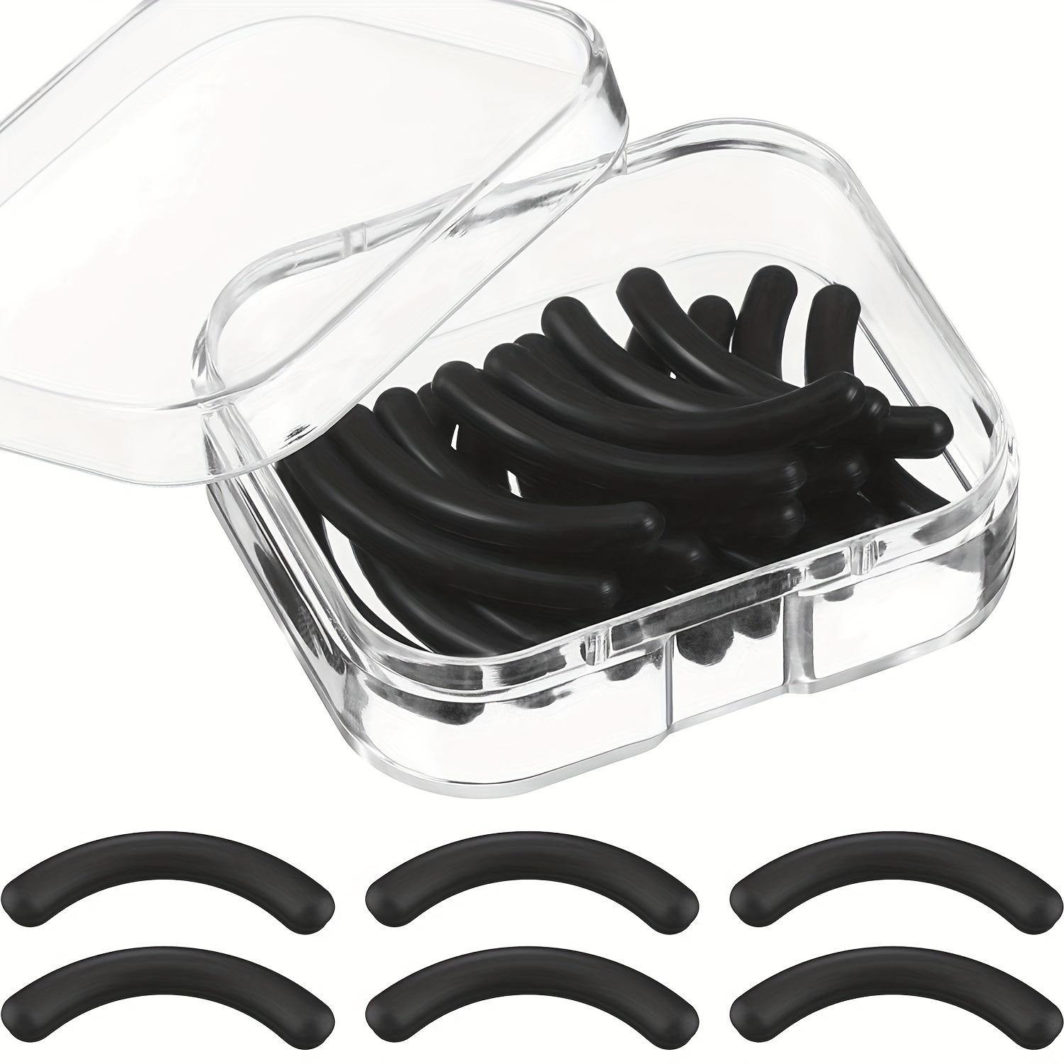 

30 Pcs Universal Eyelash Curler Refill Pads - Silicone Rubber Replacements For Long-lasting, Smooth Application - Clear Storage Box Included (black)