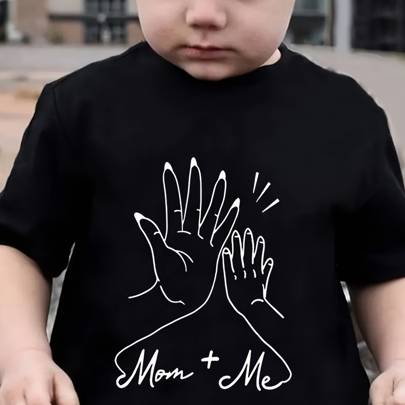 

Mom+ Me Print Tee Tops, Boy's Round Neck Casual Short Sleeve Comfortable Soft Versatile T-shirt