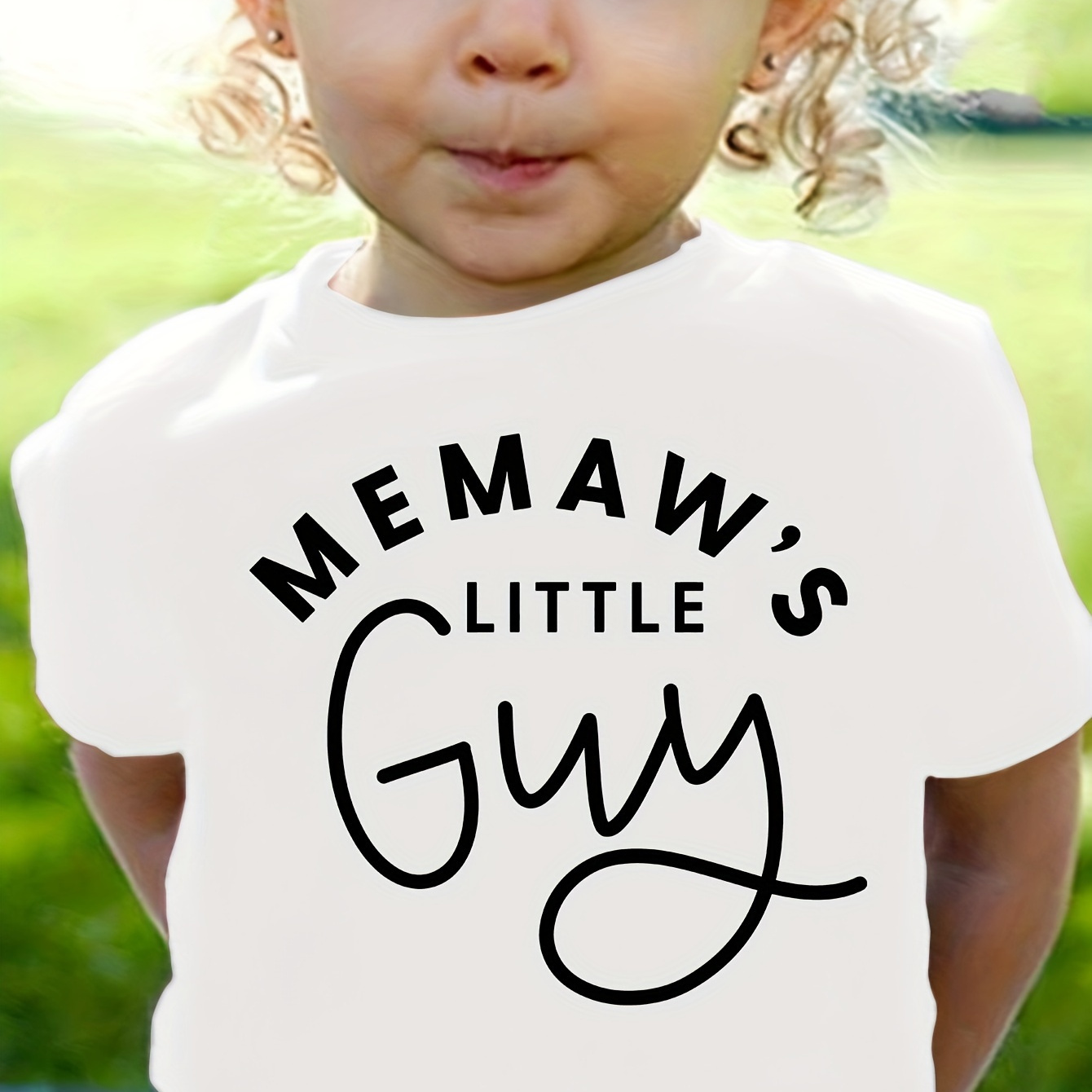 

Memaw's Little Guy" Girls' T-shirt - Soft Cotton Blend, Short Sleeve, Crew Neck, Stretchy & Machine Washable - Perfect For Summer