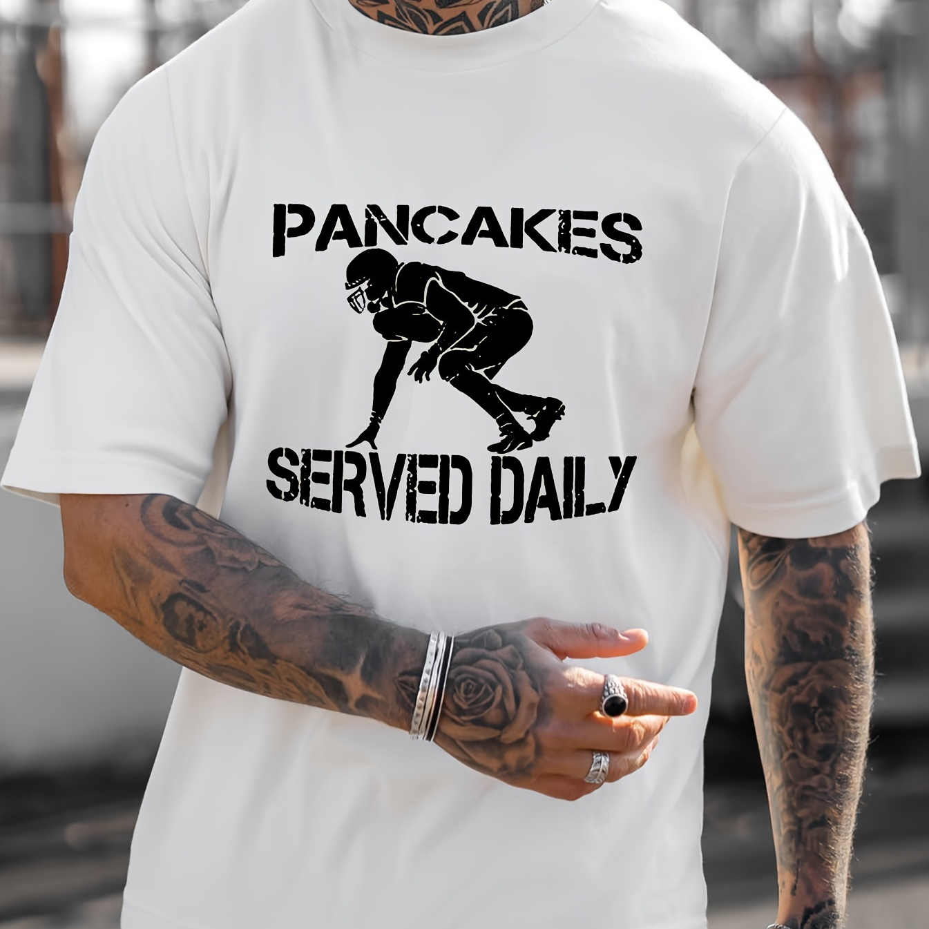 

Pancakes Daily Print T Shirt, Tees For Men, Casual Short Sleeve T-shirt For Summer