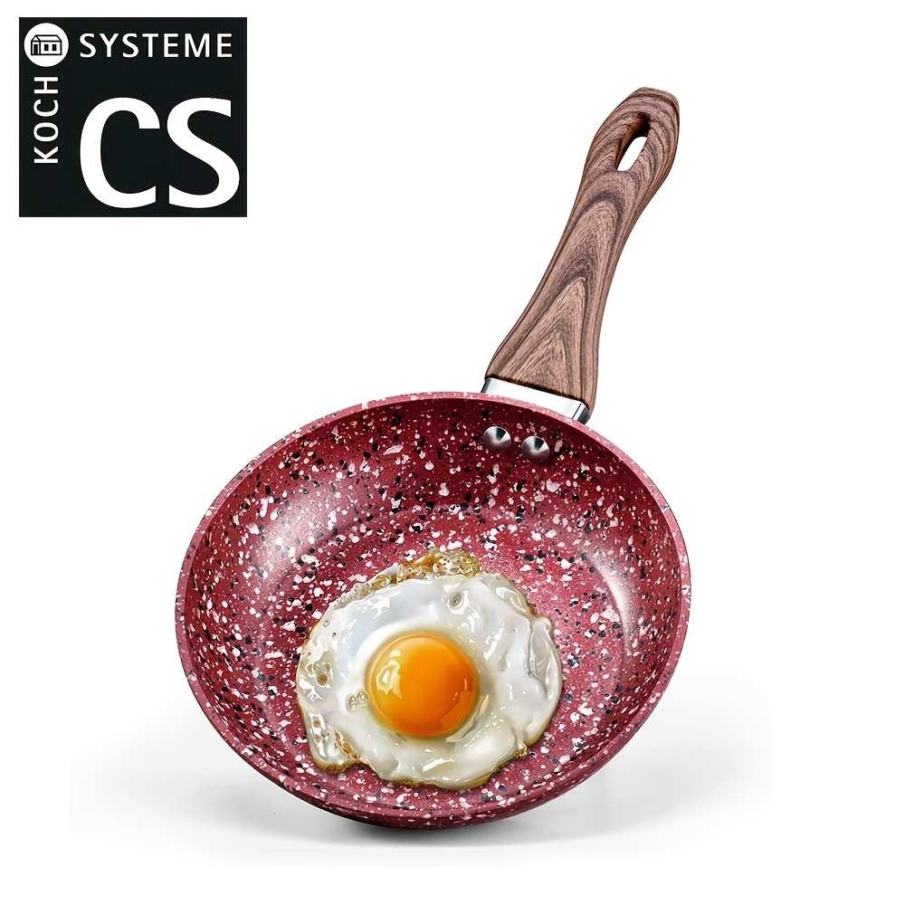 KOCH SYSTEME CS 10 Inch Nonstick Frying Pan, Pink Egg Pan with Lid,  Nonstick Omelet Pan Skillet for all Stove Tops Include Induction Cooker,  small wok