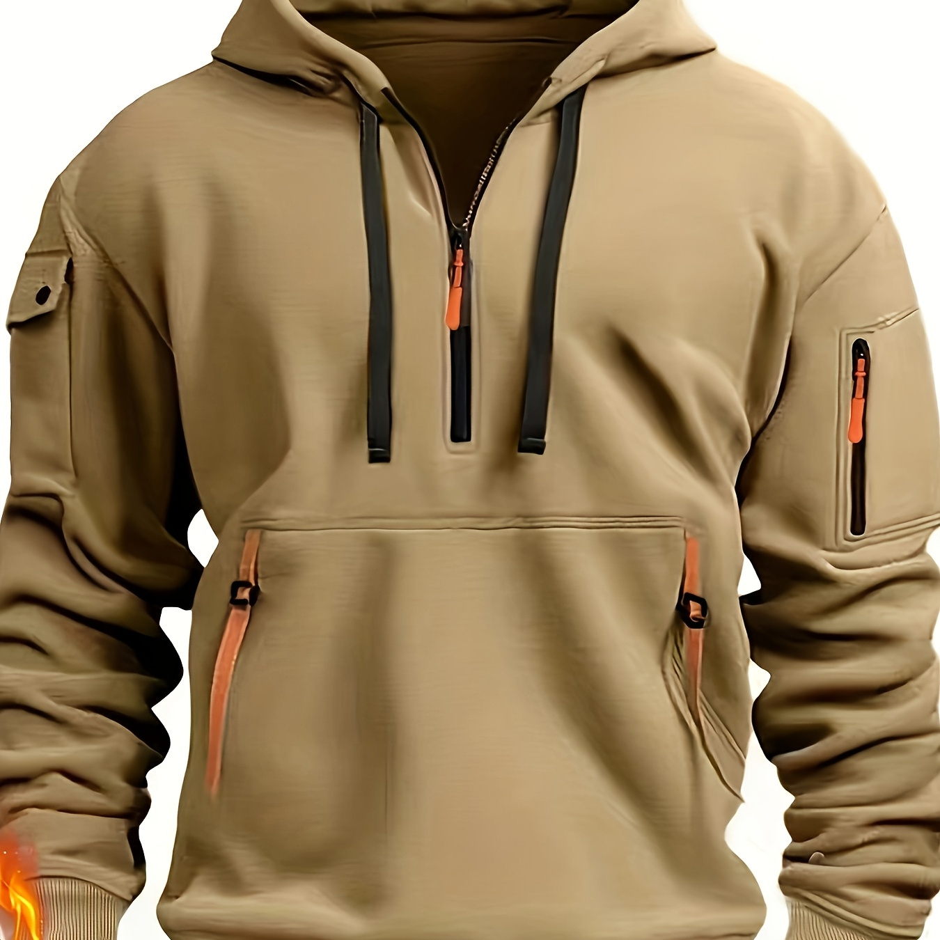 

Men's Casual Hoodie With Pockets, 100% Polyester Fleece, Long Sleeve Pullover, Regular Fit, Solid Color, Knit Fabric, Fall/winter Warm Top, 220gsm