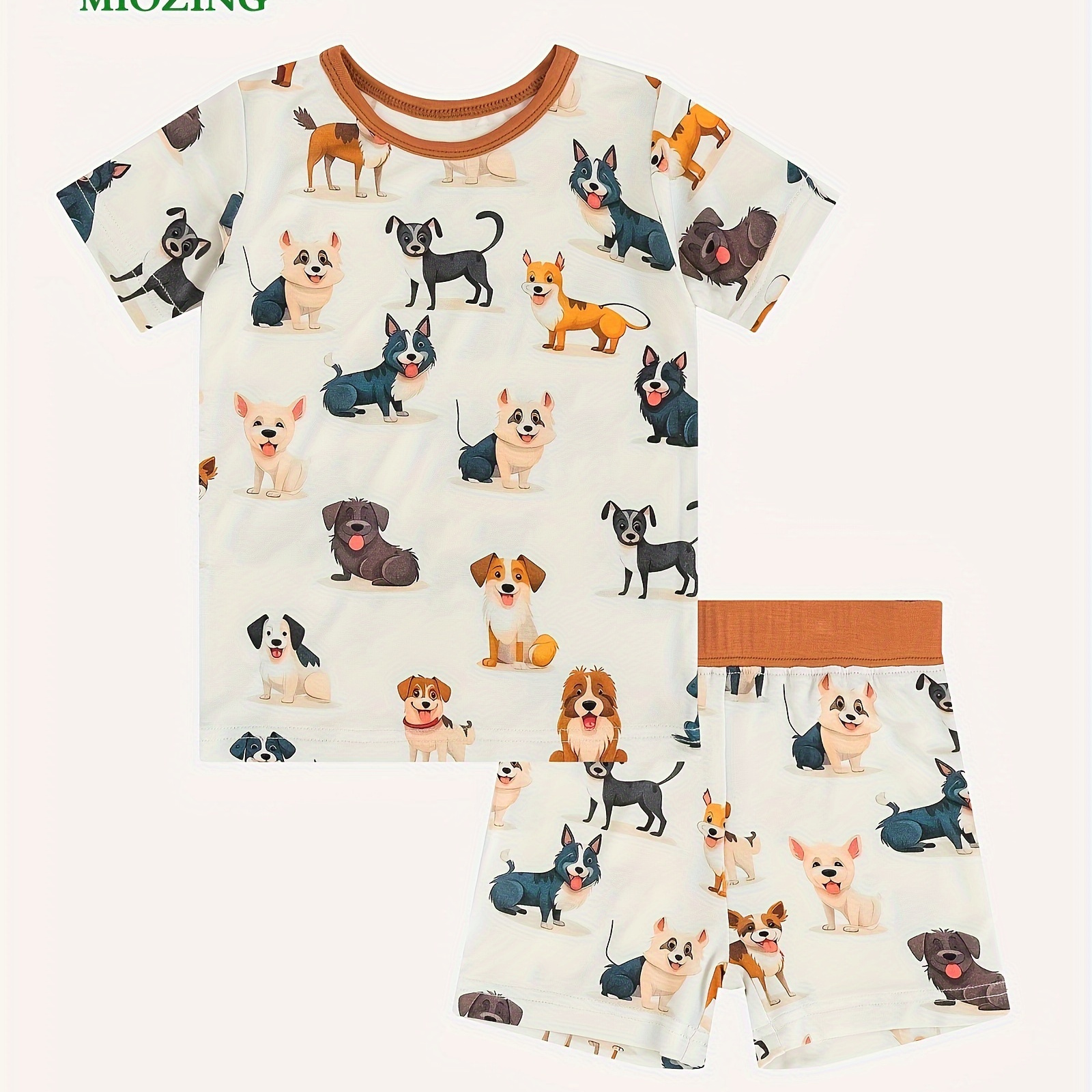 

Miozing Bamboo Fiber 2pcs, Toddler Kid's T-shirt & Comfy Shorts, Cartoon Lovely Puppy Pattern Set, Baby Girl's Clothes