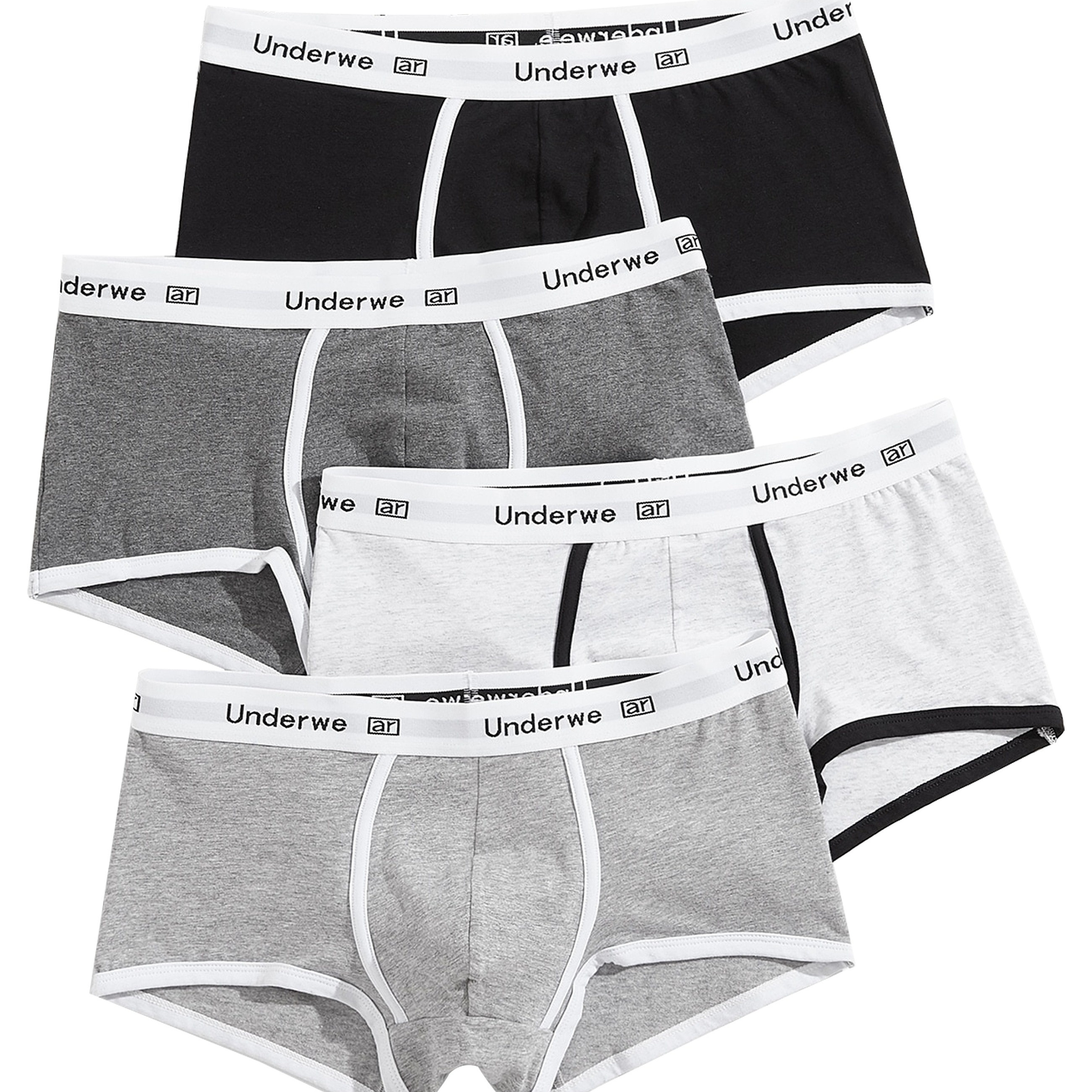 

4pcs Men's Solid Color Underwear, Casual Elastic Boxer Briefs Shorts, Breathable Comfy Stretchy Boxer Trunks, Sports Shorts