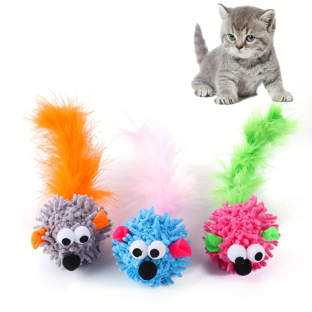 

Interactive Plush Cat Toy With Feather Mouse - Entertaining And Stimulating Indoor Cat Toy