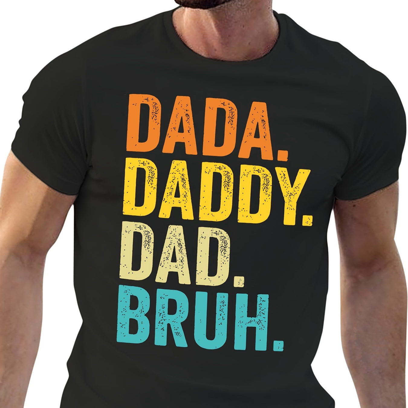 

Daddy Dad Bruh Fathers Day Vintage T-shirt Funny Men's Short Sleeve Graphic T-shirt Collection Black