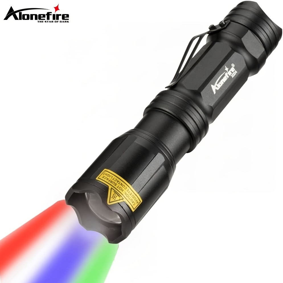Alonefire X004 Multicolor Led Flashlight Rechargeable, Waterproof,  Portable Camping Lamp, Hunting  Fishing Light, Tactical Torch With White/ red/green/blue Lighting Temu Switzerland
