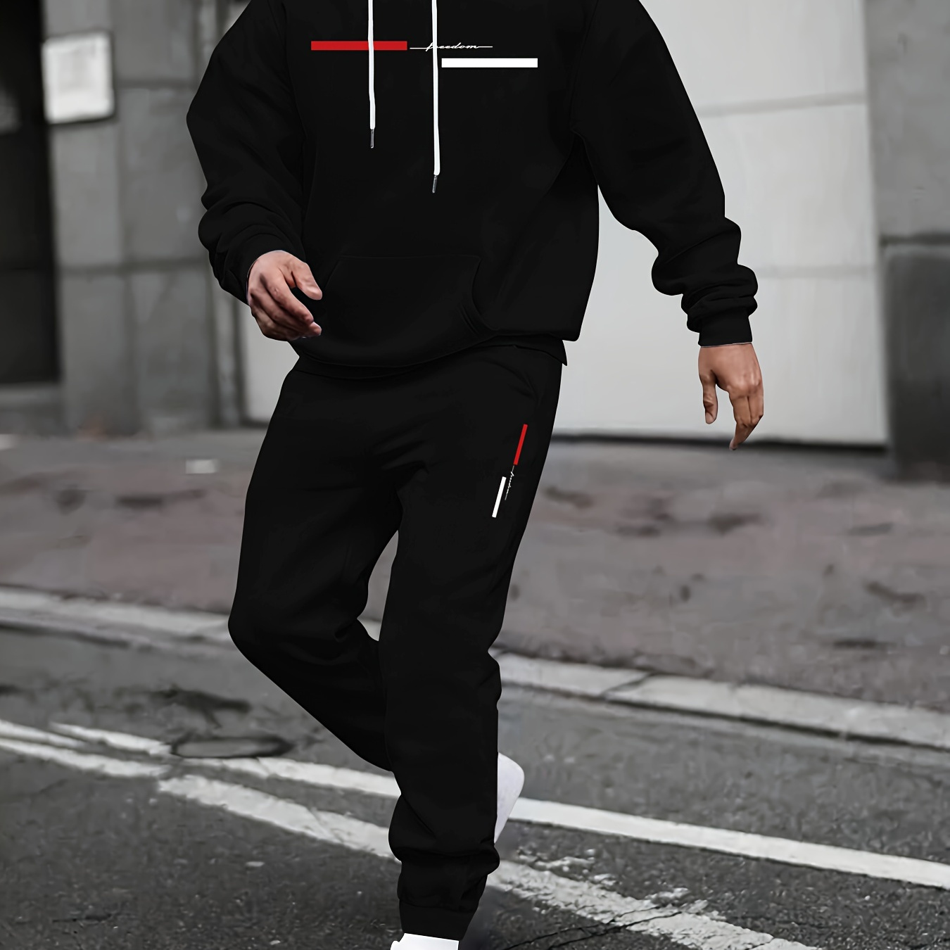 

Men's Casual 2pcs Hoodie & Long Pants Set, Stylish Print, Comfortable Fashion Tracksuit, Spring/autumn Outfit