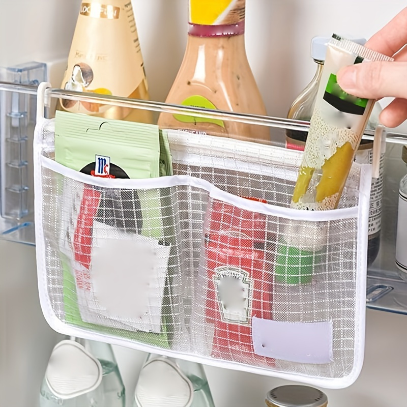 

1pc Fabric Two-compartment Refrigerator Storage Mesh Bag, Hanging Bag, Random Color