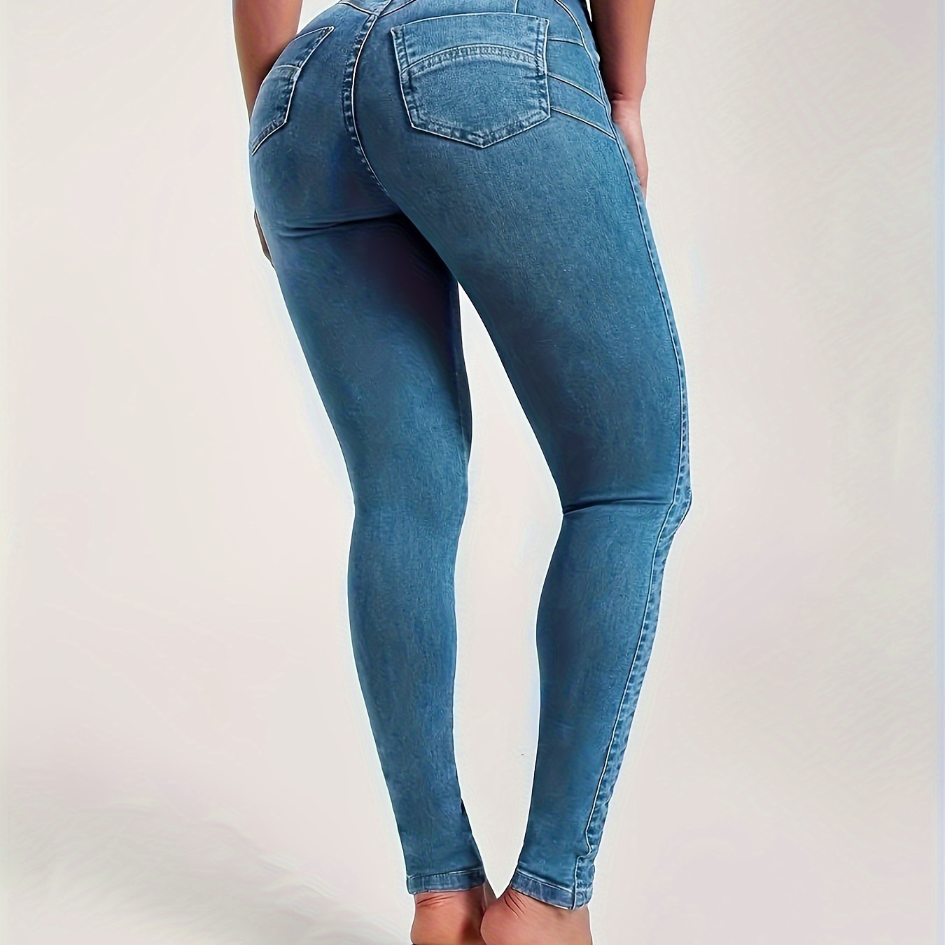 

Women's High-elasticity Skinny Jeans, Basic Style, Slim Fit Butt-lifting Hot Plain Denim Pants