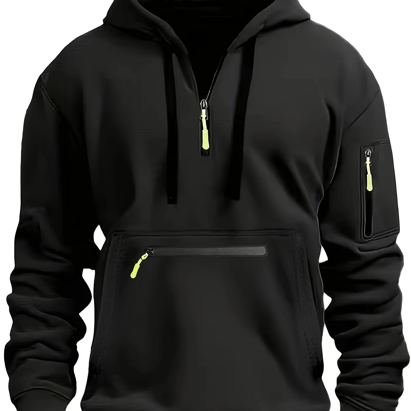 

Men's Casual Fleece Hoodie With Zipper Pocket - Long Sleeve, Cozy Pullover For Fall/winter, Sweater Hoodie