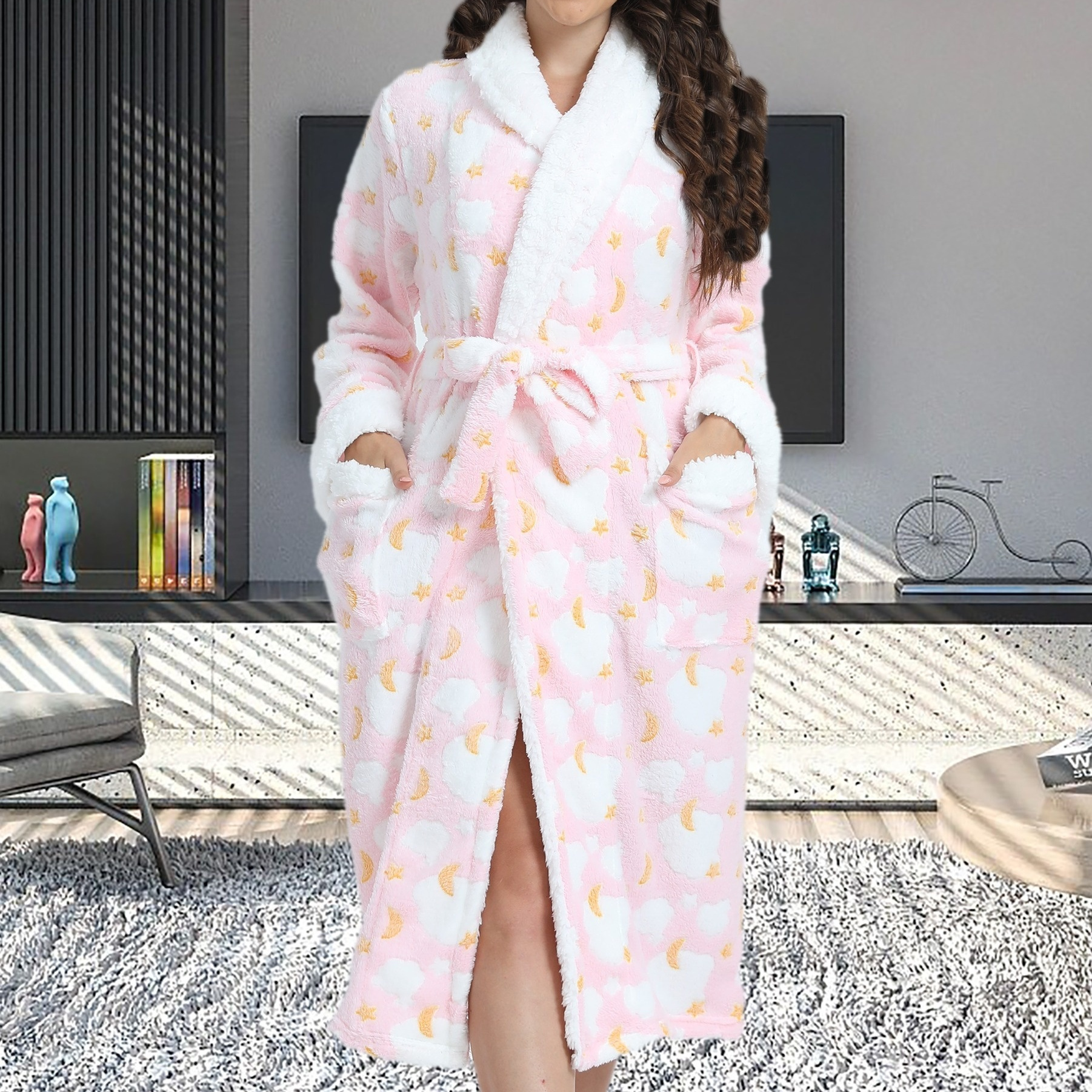 

& 's Bathrobe - Long , V- , Washable