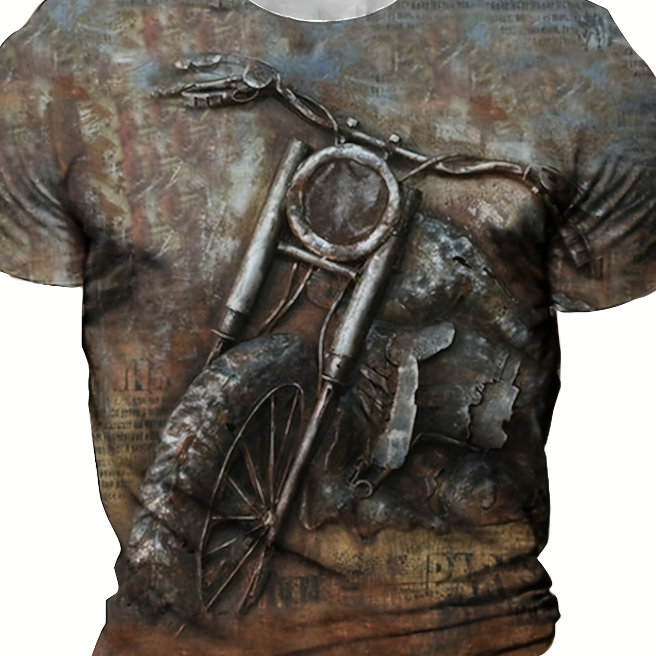 

Retro Motorcycle 3d Digital Print Men's Short Sleeve Crew Neck T-shirt, Summer Outdoor Streetwear