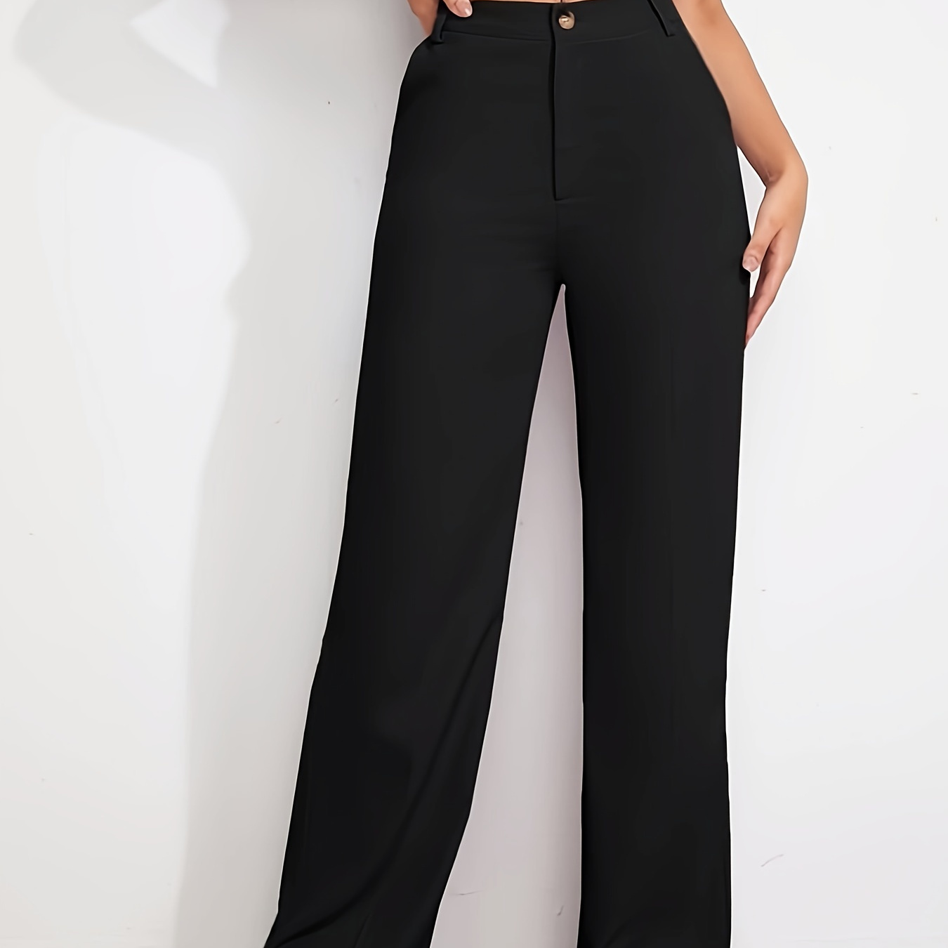 

Solid Straight Leg Pants, Casual Wide Leg Pants, Women's Clothing