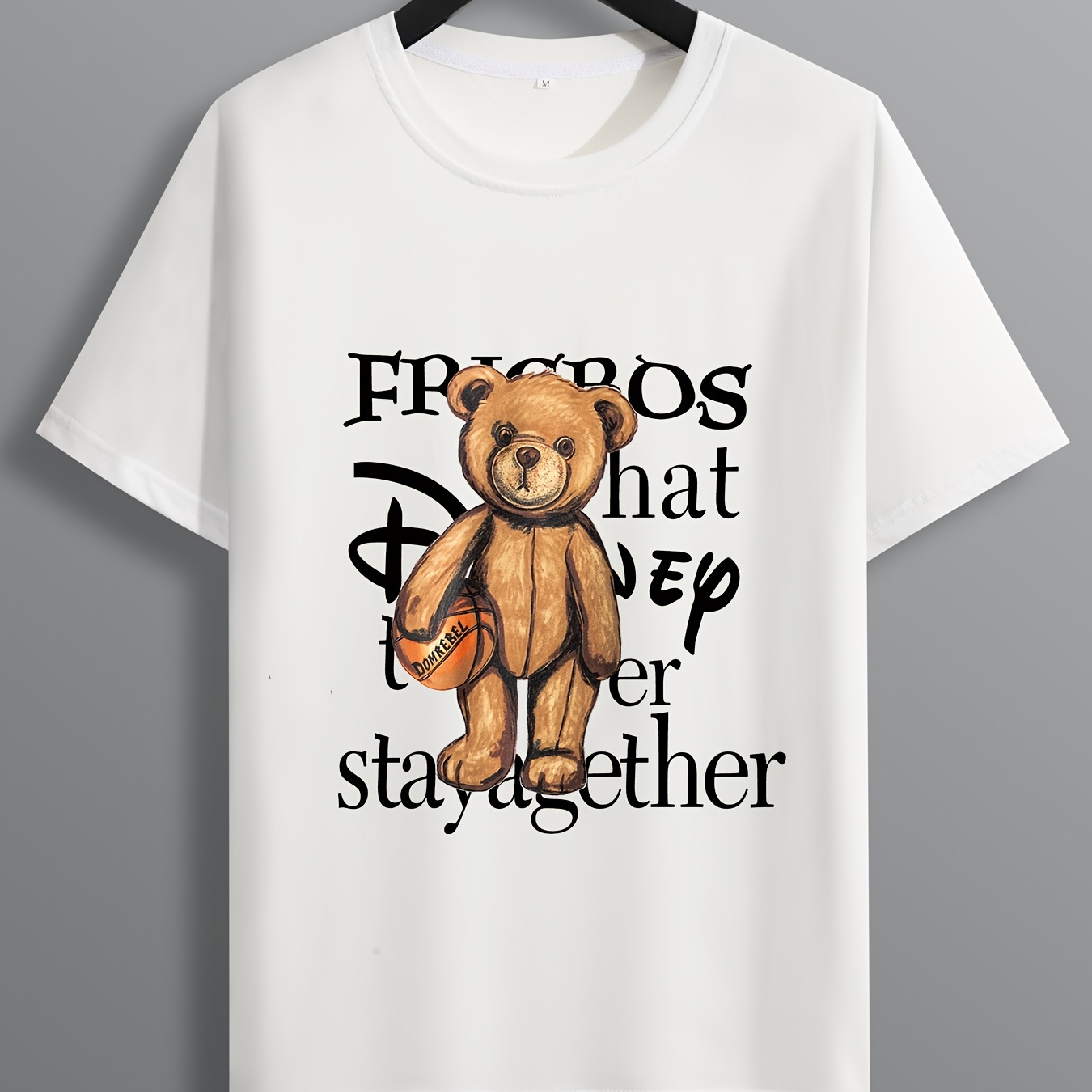 Men S Trendy Teddy Bear Graphic Print Crew Neck Short Sleeve T Shirt