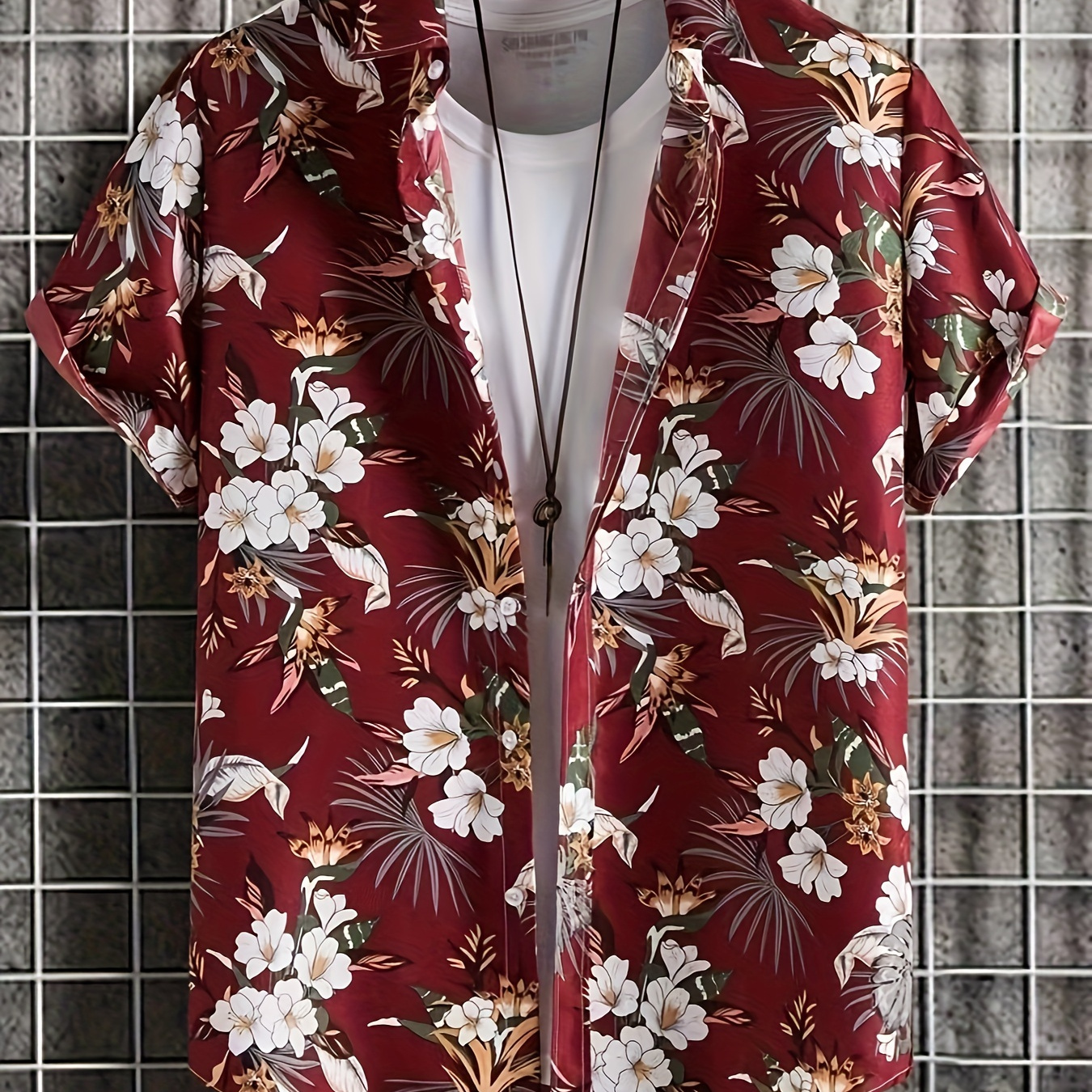 

Men's Hawaiian Floral Graphic Pattern Print Shirt With Lapel Collar Short Sleeve And Button Down Placket, Casual And Chic Shirt For Summer Leisurewear And Vacation