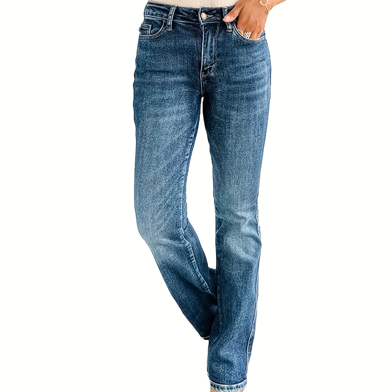 

High Waist Stretch Slim Straight Jeans For Women