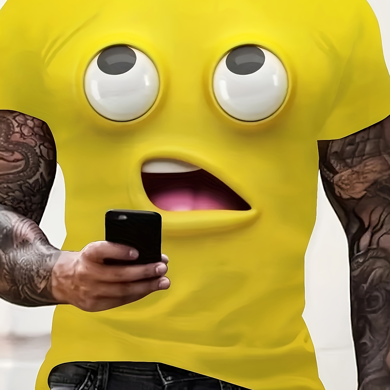 

Funny Cartoon Face Print Tee Shirt, Tees For Men, Casual Short Sleeve T-shirt For Summer