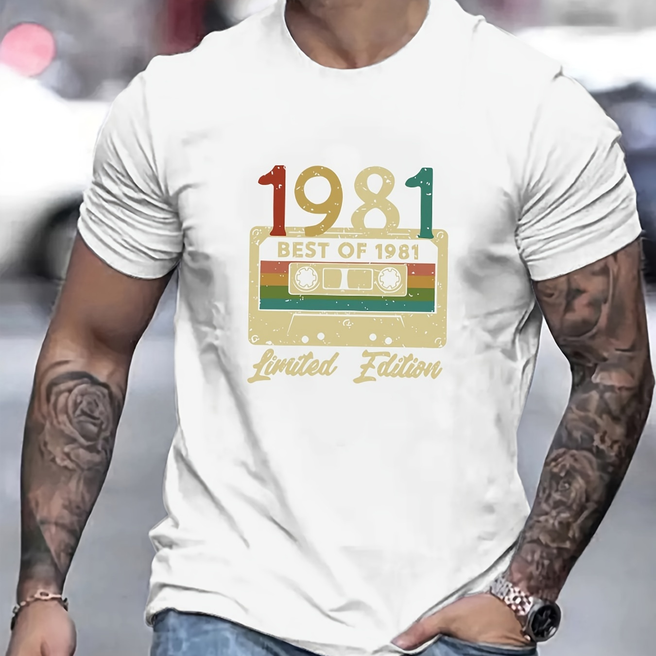 

T-shirt imprimé 1981, T-shirts pour hommes, T-shirt décontracté à manches courtes pour l'été