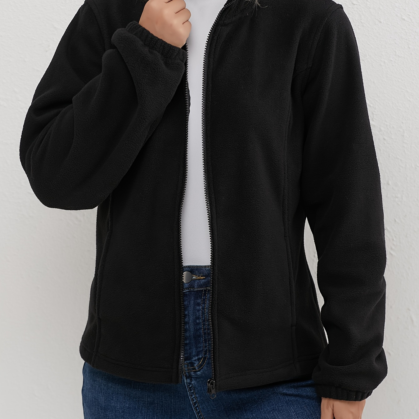 

Veste d'Extérieur en pour Femmes Automne et Hiver avec Doublure en , Cardigan Ouvert à Col Haut et Manches Longues avec Fermeture Éclair Sportif Décontracté Noir 1pc