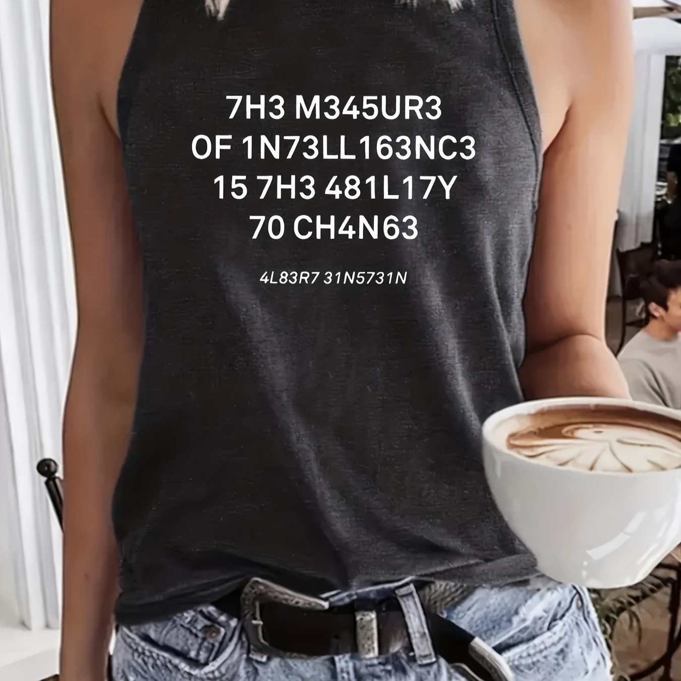 

Print Tank Top, Casual Crew Neck Sleeveless Summer Tank Top, Women's Clothing