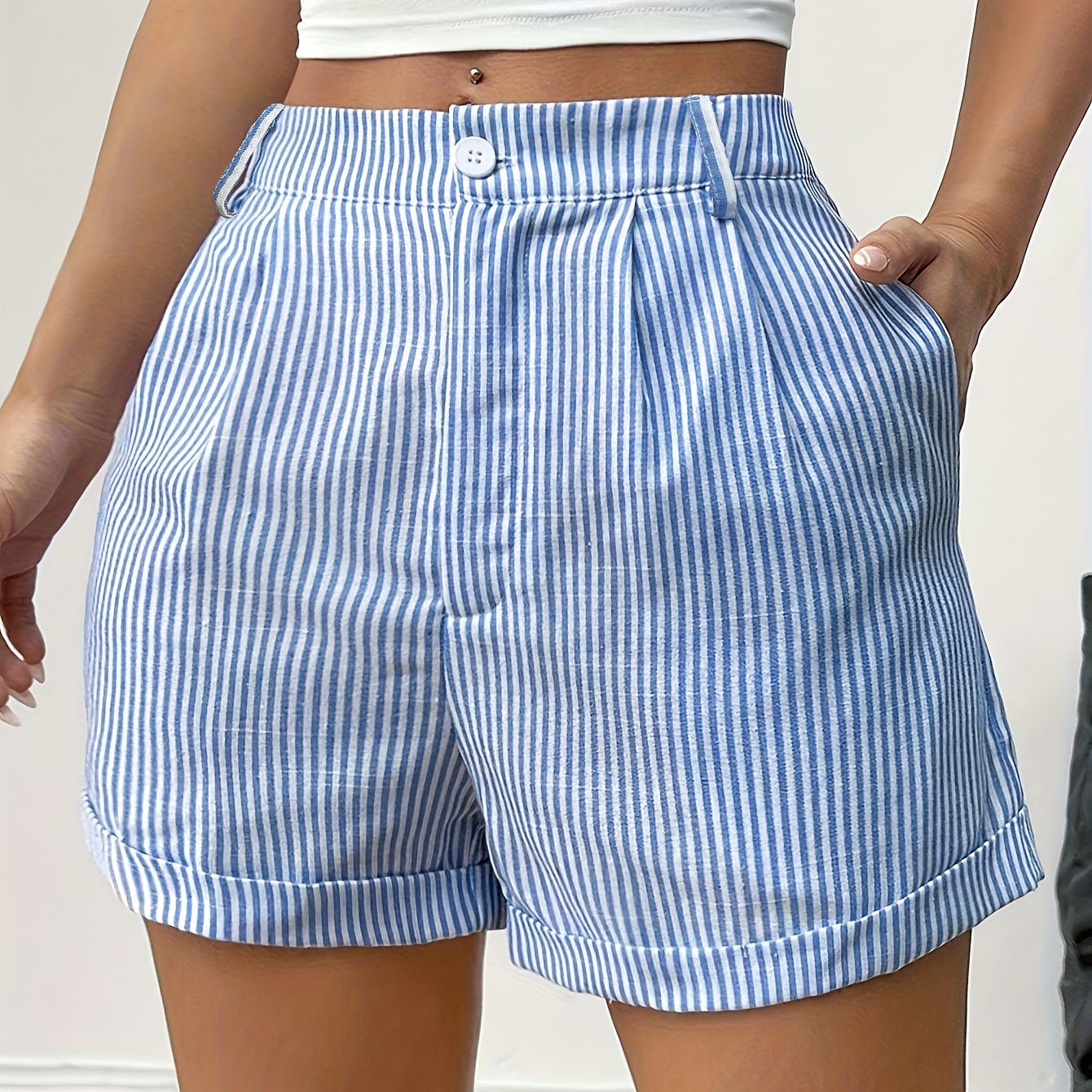 

's Summer Striped - Waist, Non-stretch , Washable, Fashionable -waist , For &