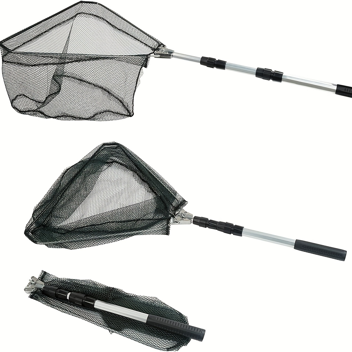 Aluminum Alloy 150cm Retractable Fishing Net Telescoping Foldable