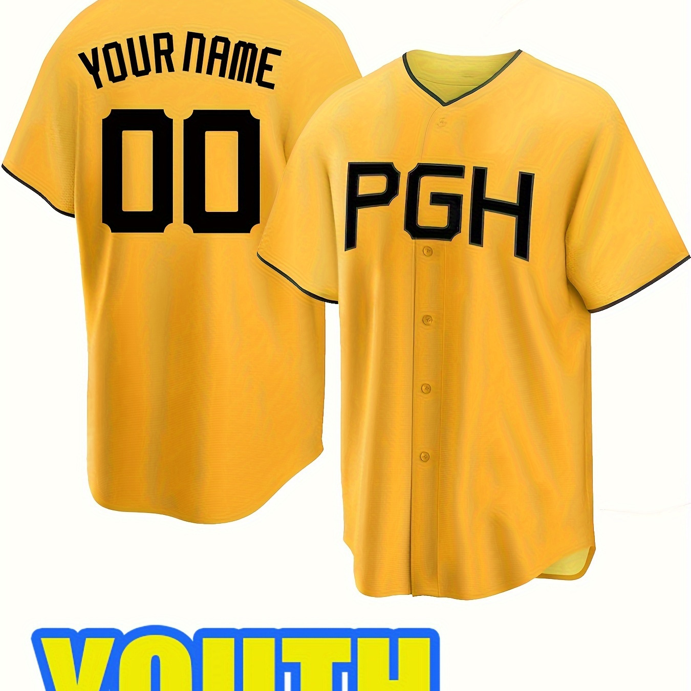 

Customized Name And Number Youth V-neck Baseball Jersey Embroidered Sports Customization Baseball Jersey