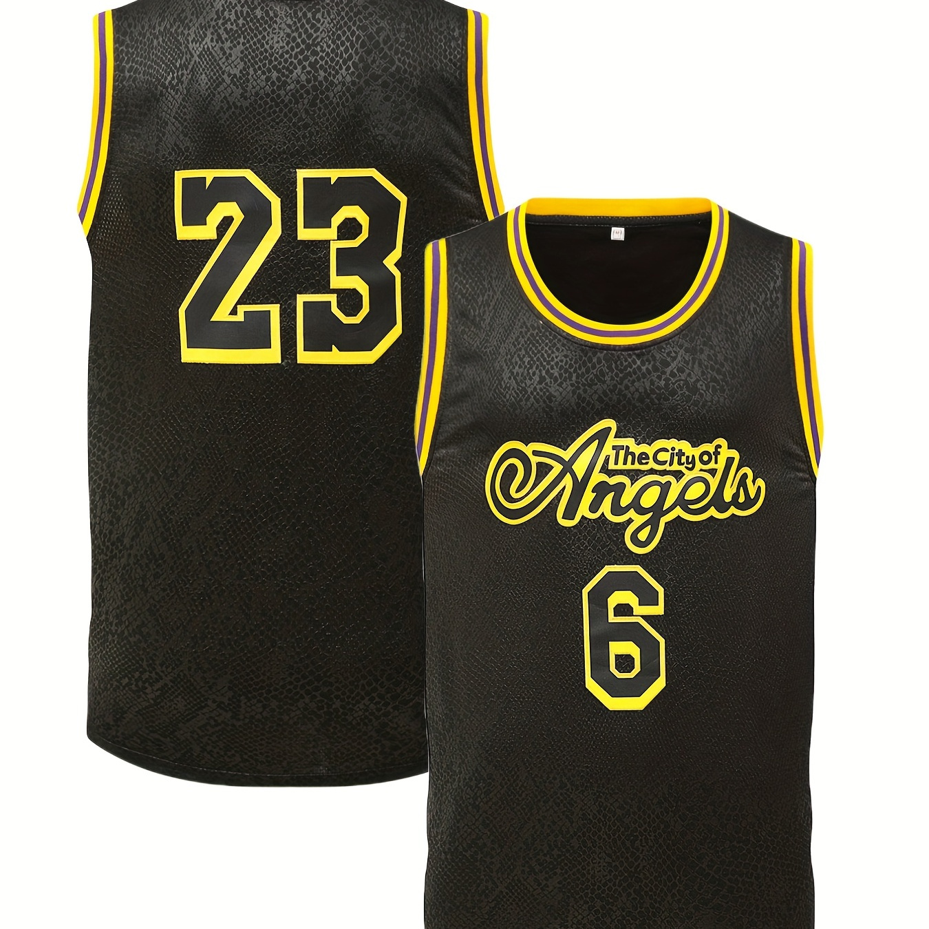 Temu Boy's The City of Angels #6/23 Embroidered Basketball Jersey, Retro Breathable Sports Uniform, Sleeveless Basketball Shirt for Training Competition