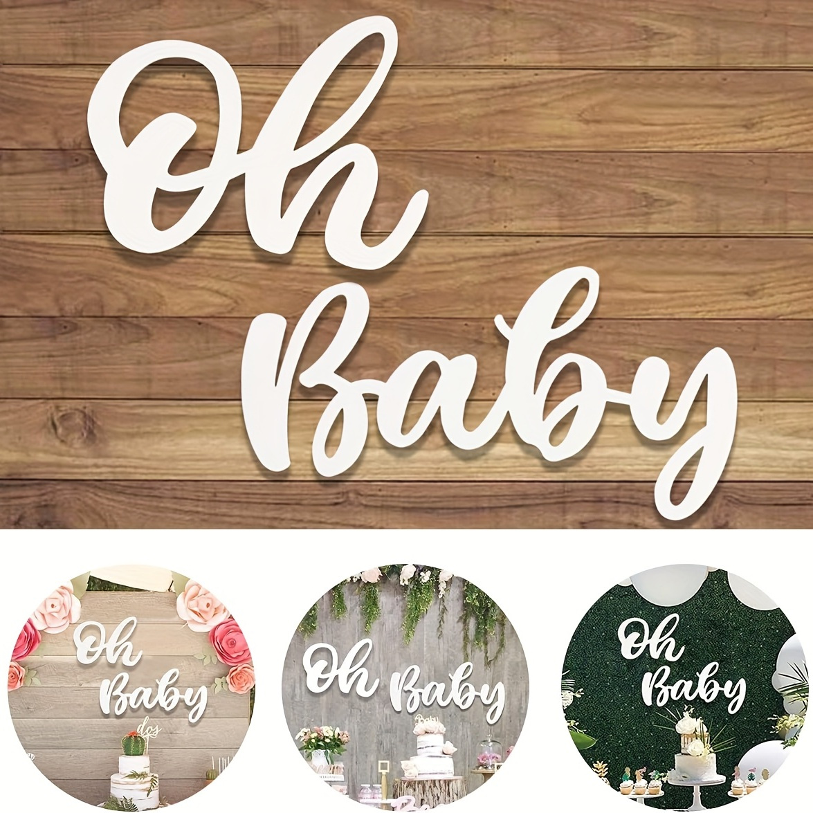

1pc Wood White Baby Sign, Baby Shower Banner For 1st Birthday Backdrop, Party Sign Wooden Cutout Decor, Party Banner Event Decorations For Gender Reveal Backdrop, Announcements Accessories