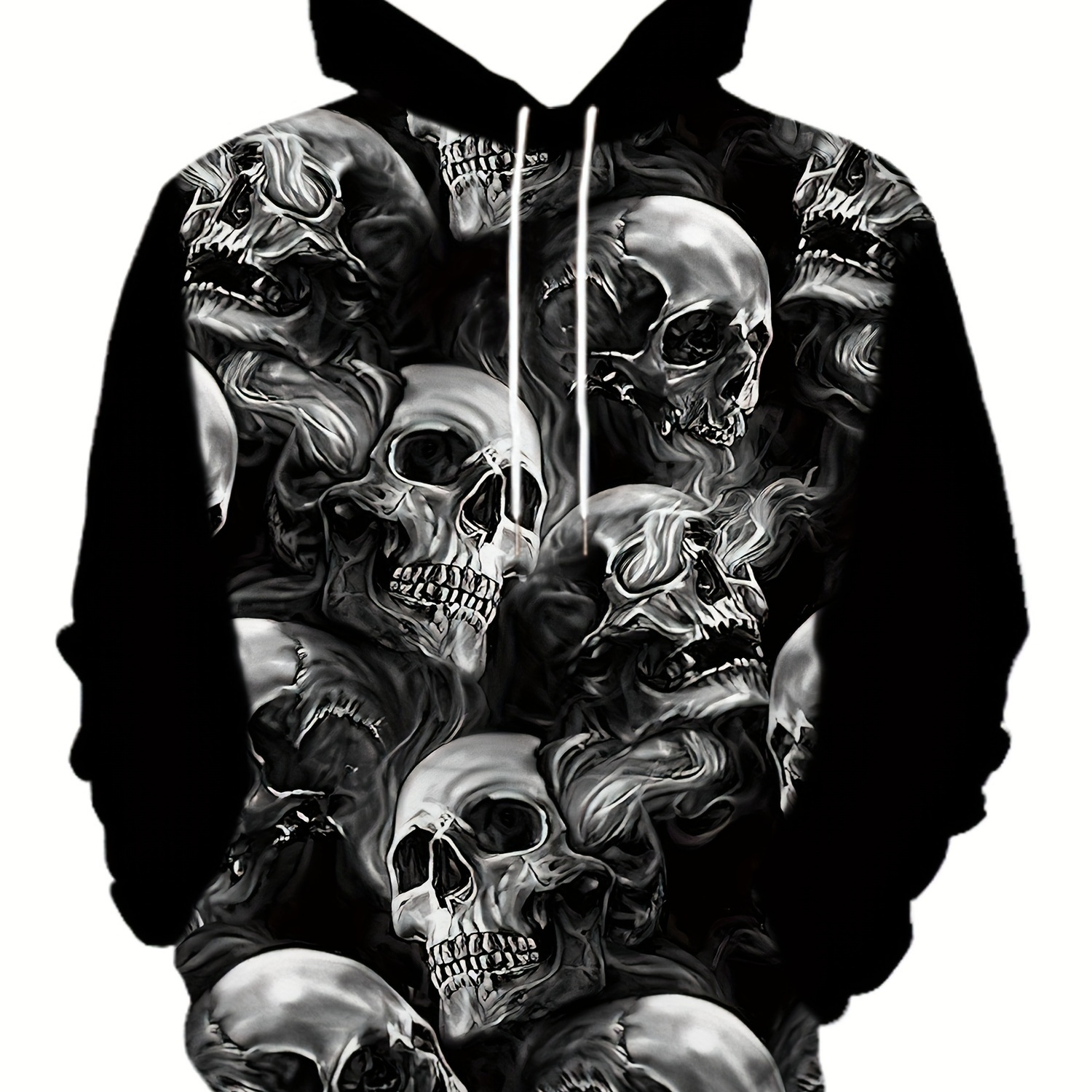 

Plus Size Men's Skulls Print Hoodies Cool Personalized Hooded Sweatshirt For Winter, Men's Clothing