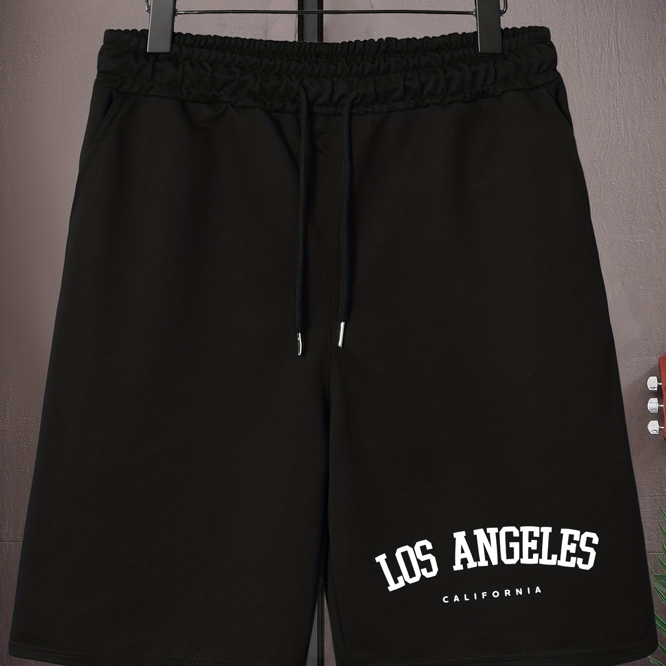 

Men's Letter "los Angeles" Graphic Casual Sports Loose Pocket Elastic Waist Drawstring Track Shorts For Spring Summer