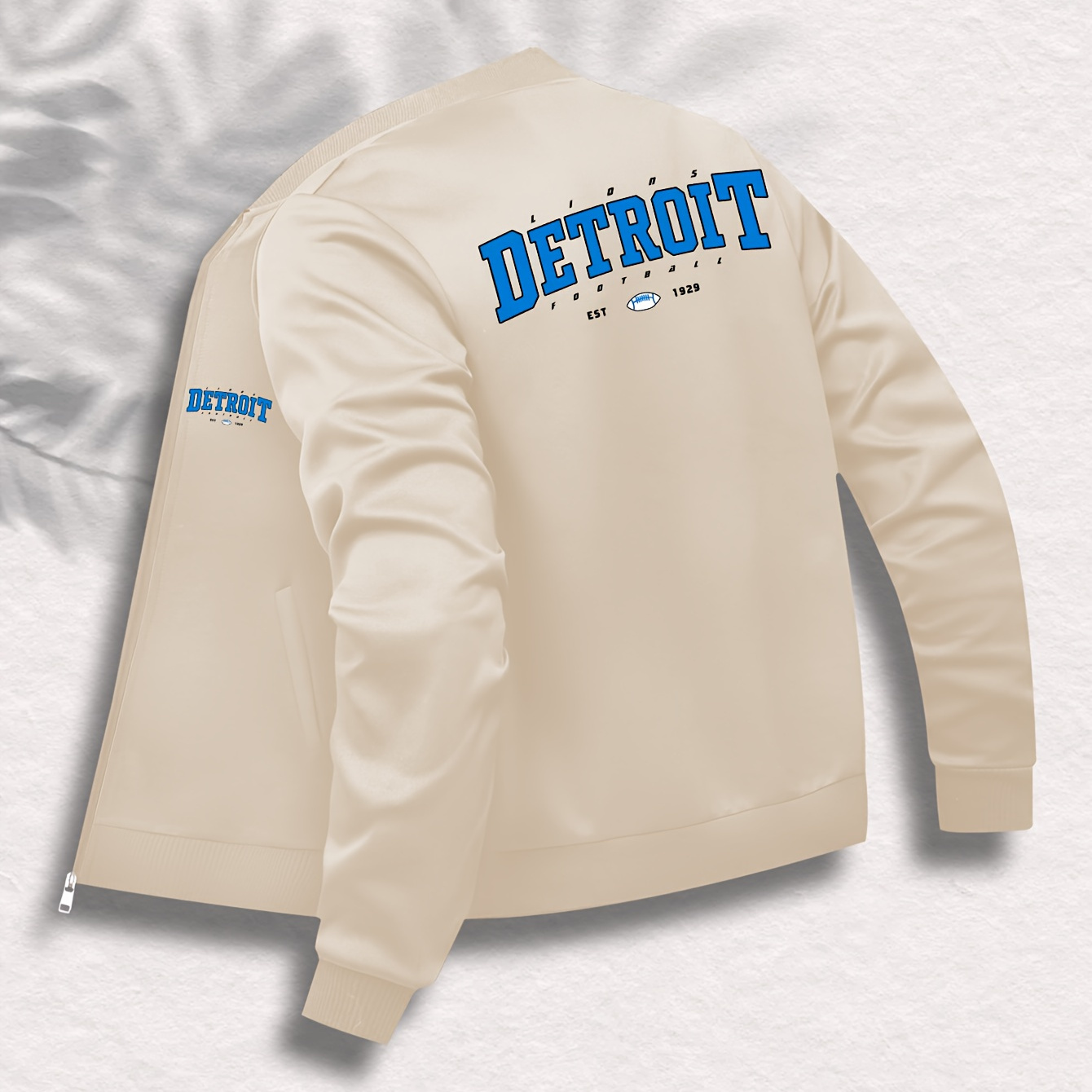 

Women's Detroit-inspired Casual Jacket - Lightweight Polyester Knit With Stylish Print, Zip- & Pockets, Comfortable Baseball Collar, All