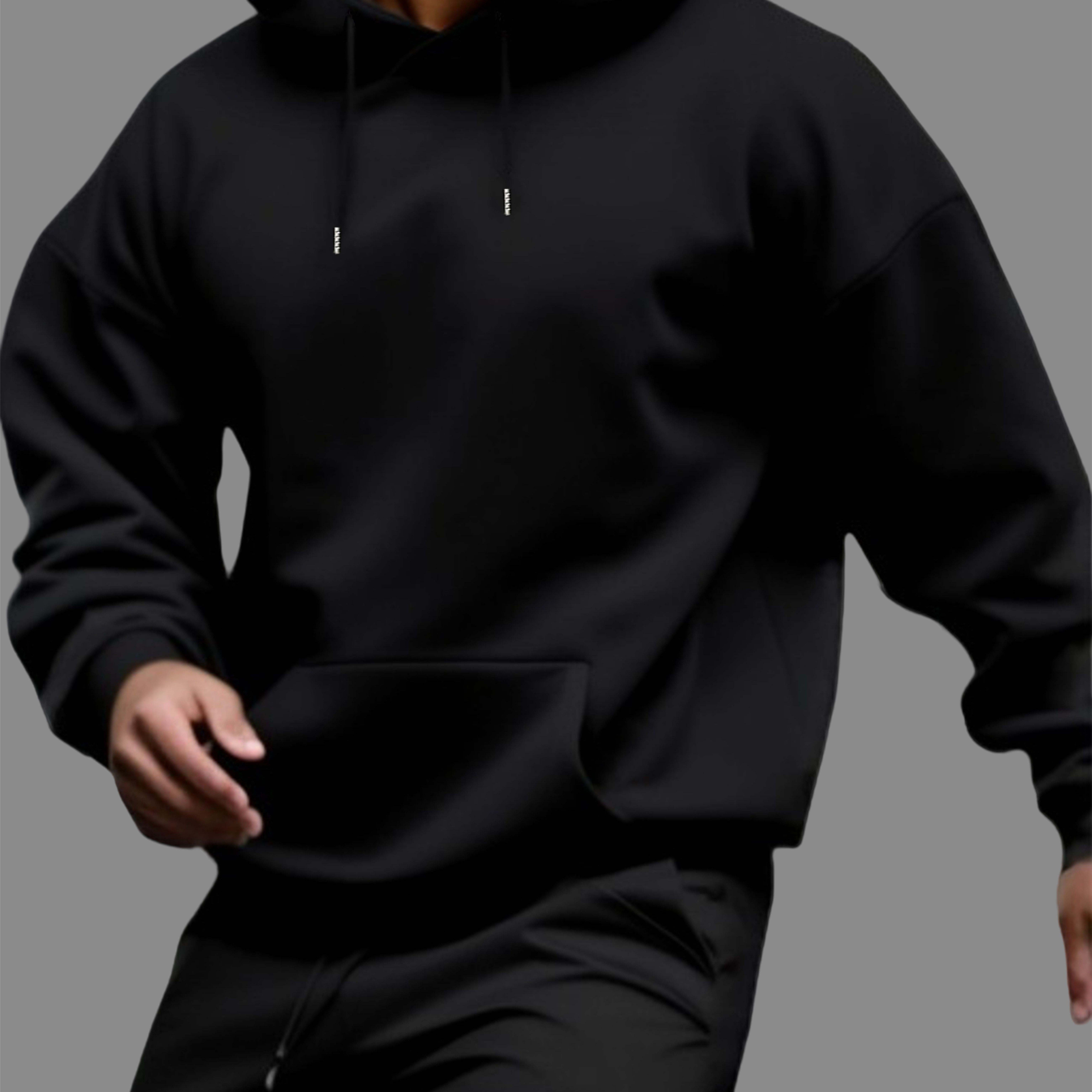 

Men's Classic Design Hoodie, Casual Stretch Hooded Sweatshirt, Spring Fall