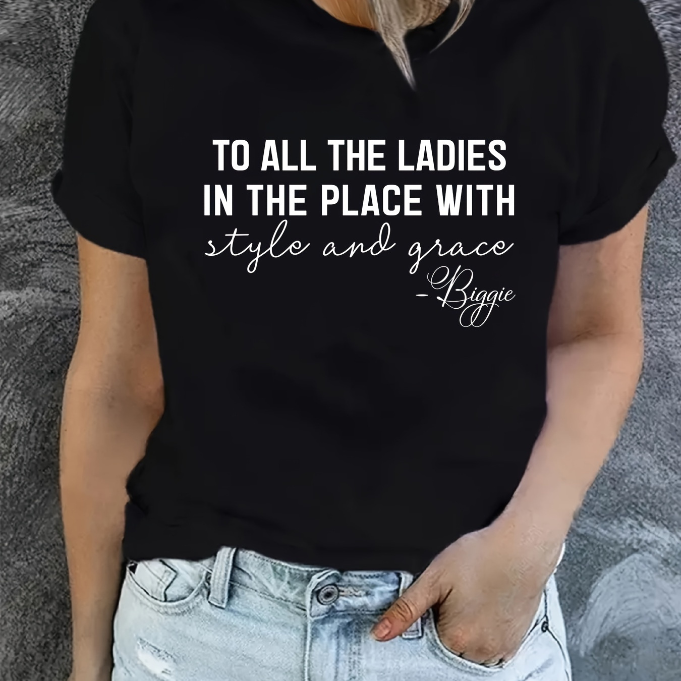 

1pc Women's Polyester Knit T-shirt With Inspirational Quote - Short Sleeve Crew Neck Casual Top For Summer & Spring, Regular Length Alphabet Patterned Tee