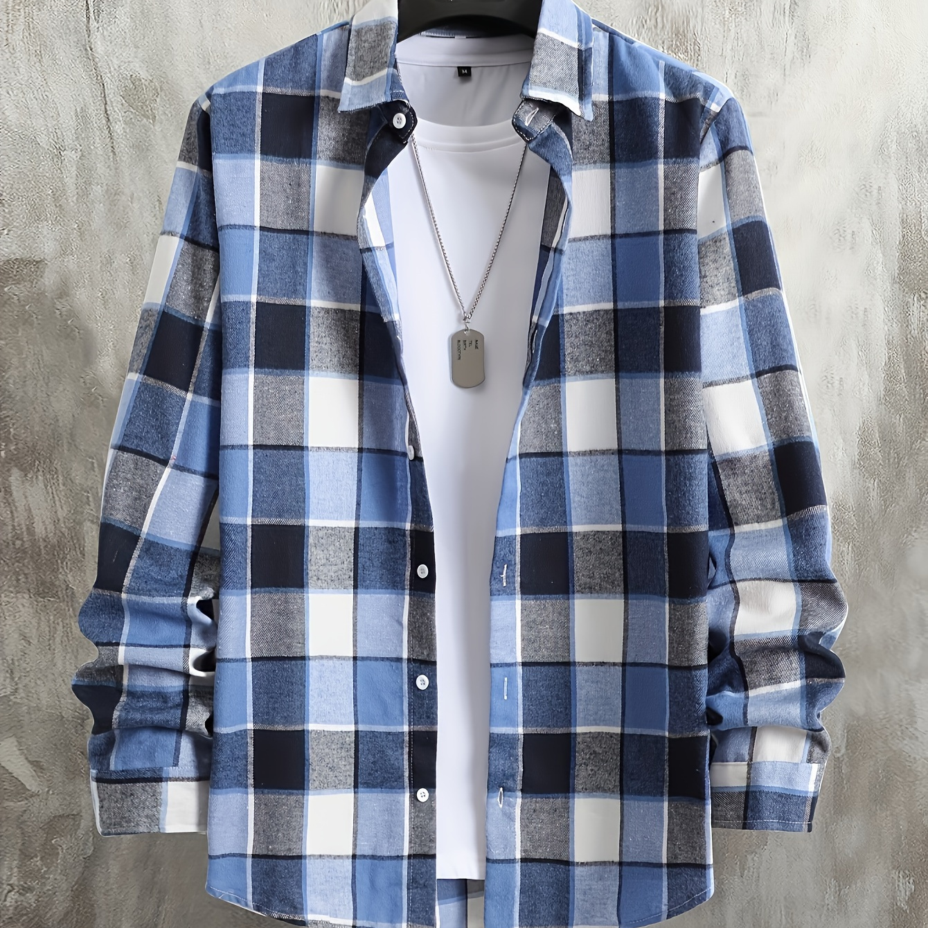 

Men's Plaid Button Up Shirt, Men's Long Short Sleeve Shirt, Classic And All-match For Casual Wear