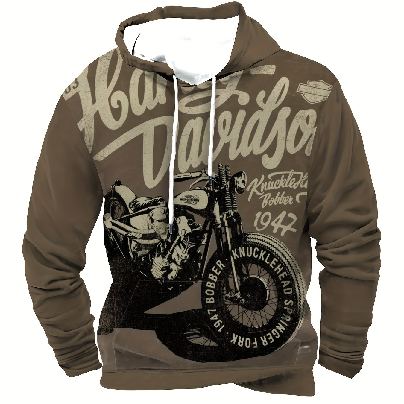 

Motorcycle Graphic Hoodie - Casual Pullover With 3d Print, Stretch Fabric, Machine Washable