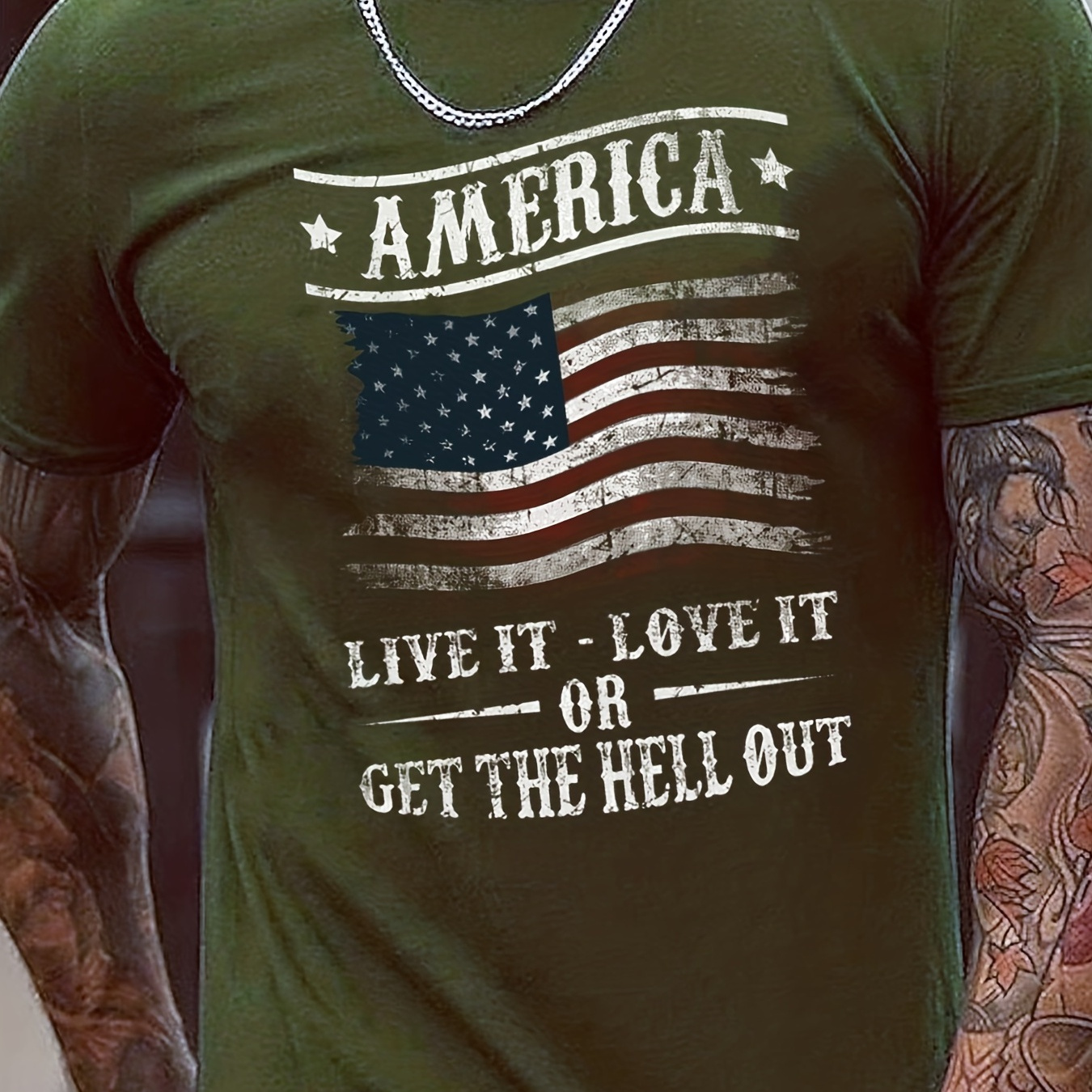 

Tees For Men, Patriotic Love Us The Stars And The Stripes Flag Print T Shirt, Casual Short Sleeve Crew Neck Tshirt For Summer Spring Fall, Tops As Gifts