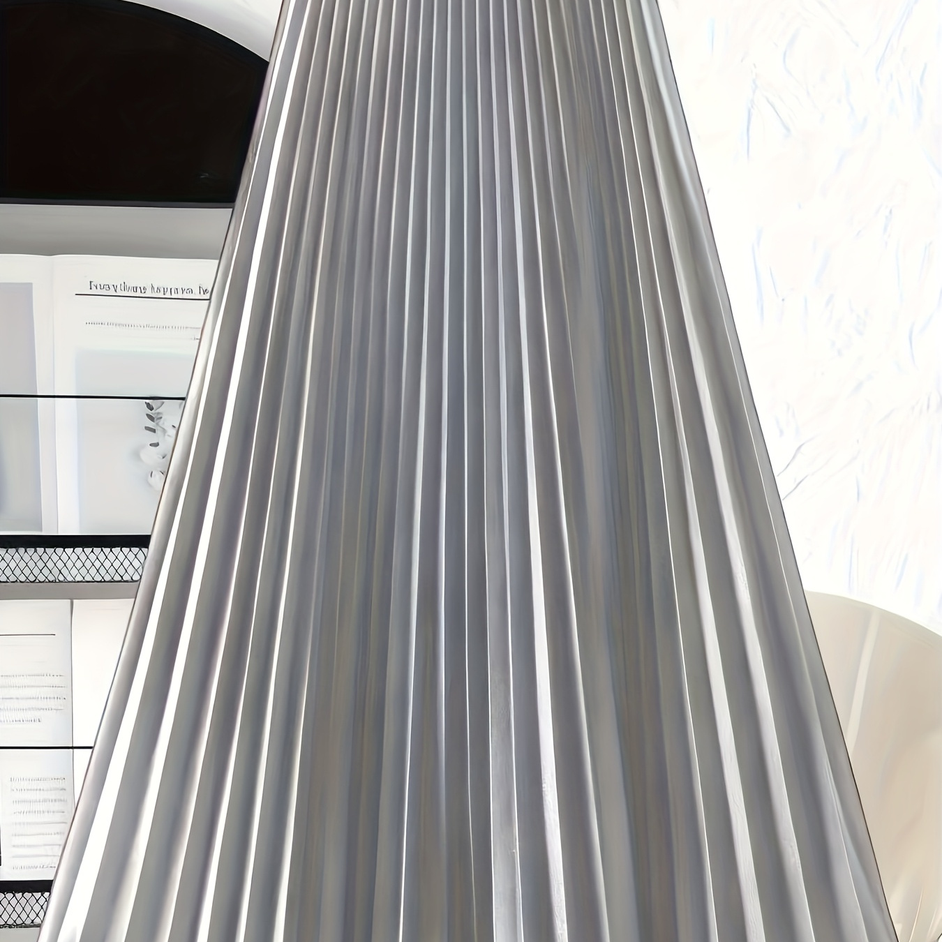 Elegant Women's Pleated Skirt Light Gray - Fiber Is Not Easy to Stretch, Machine Washable, Solid Color, Versatile Casual