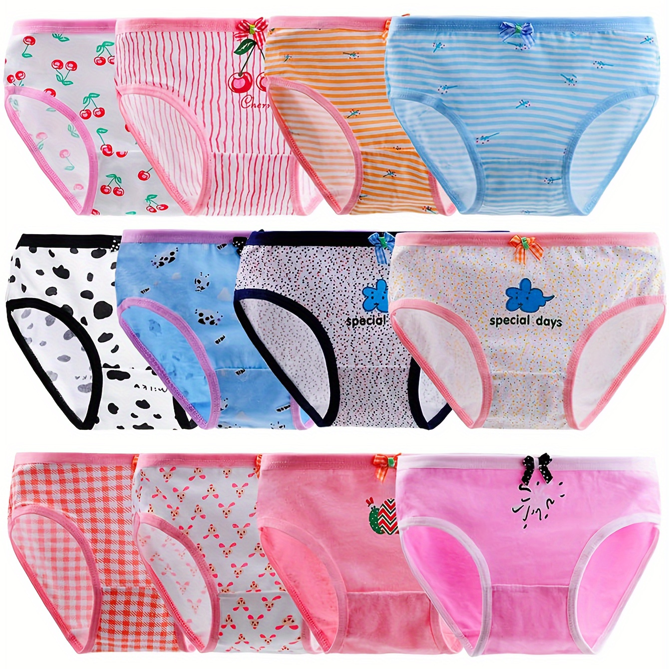 

12 Pairs Of Baby Briefs Soft And Comfortable Briefs Cotton Briefs Little Girl Group Briefs Ages 2-12