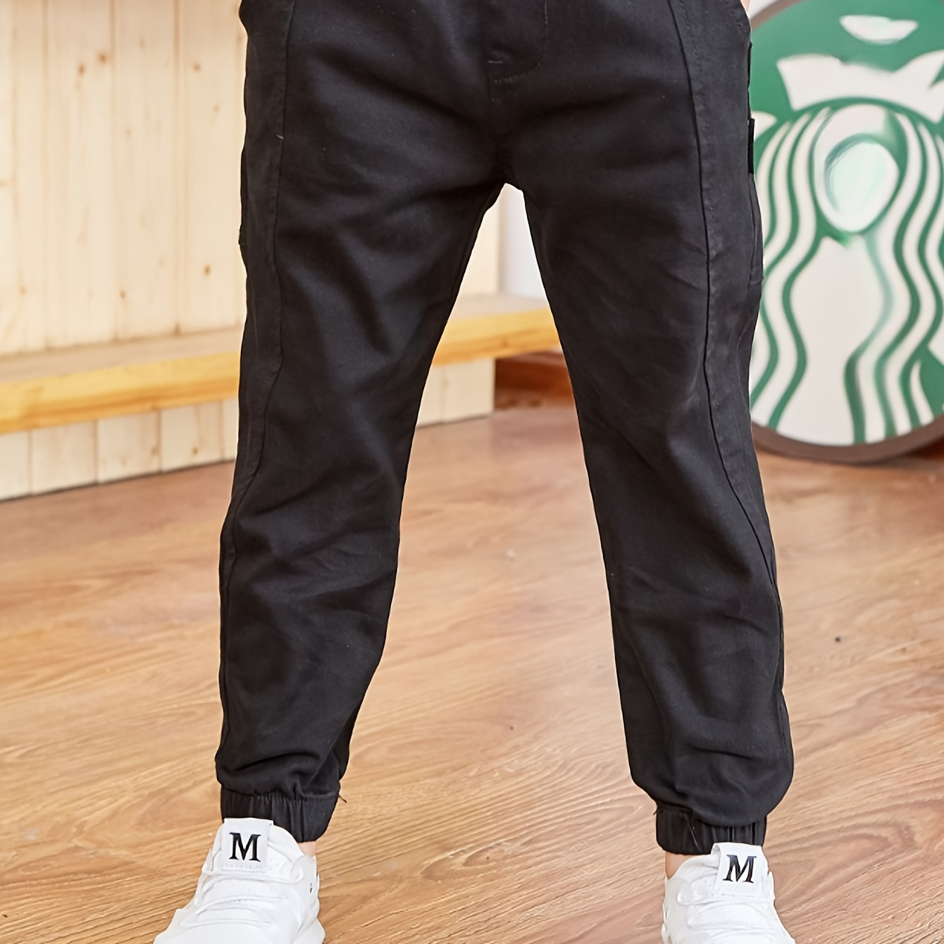

Boy's Stylish Solid Color Jogger Pants Elastic Waist Outdoor Casual Cargo Jogger Trousers