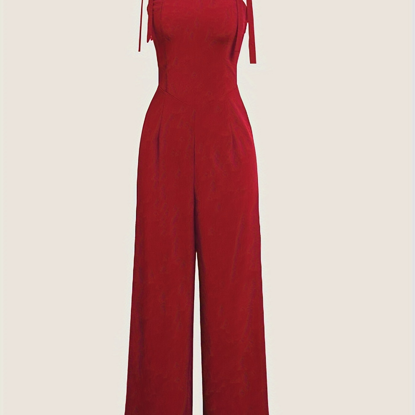 

Comfort, Elegant Solid Color Tie-strap Jumpsuit For Women - Polyester, Machine Washable, Spring/summer/fall