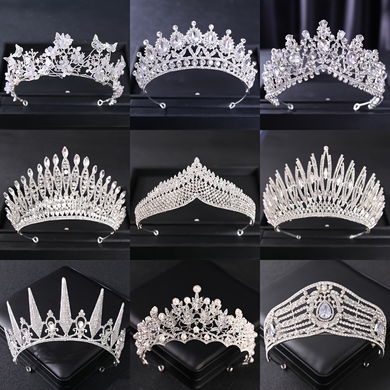Silvery Crystal Tiara And Crowns Party Queen Bridal Wedding Hair  Accessories Jewelry Headpiece
