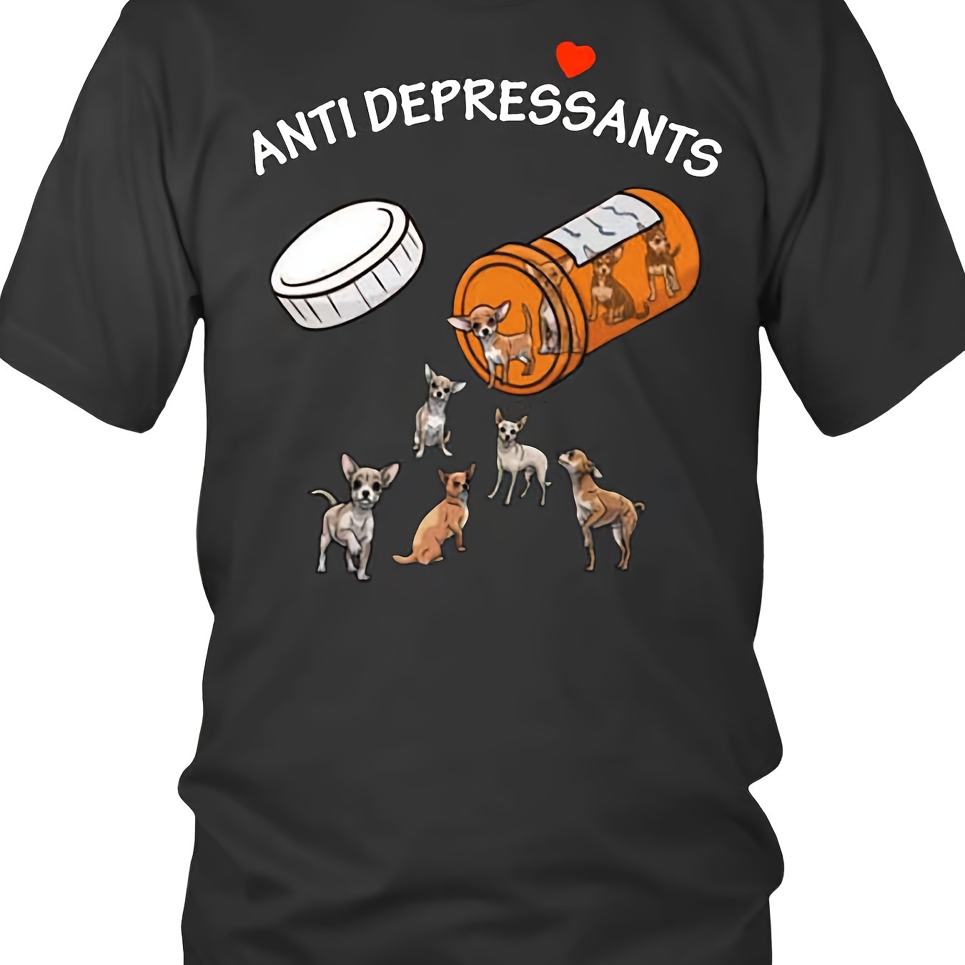 

Antidepressant Chihuahua 34439 Funny Men's Short Sleeve Graphic T-shirt Collection Black