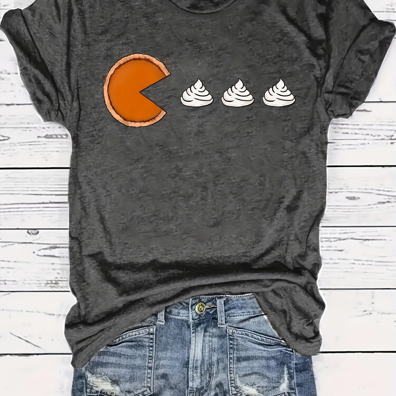 

Graphic Print Tee, Casual Short Sleeve Crew Neck T-shirt, Women's Clothing