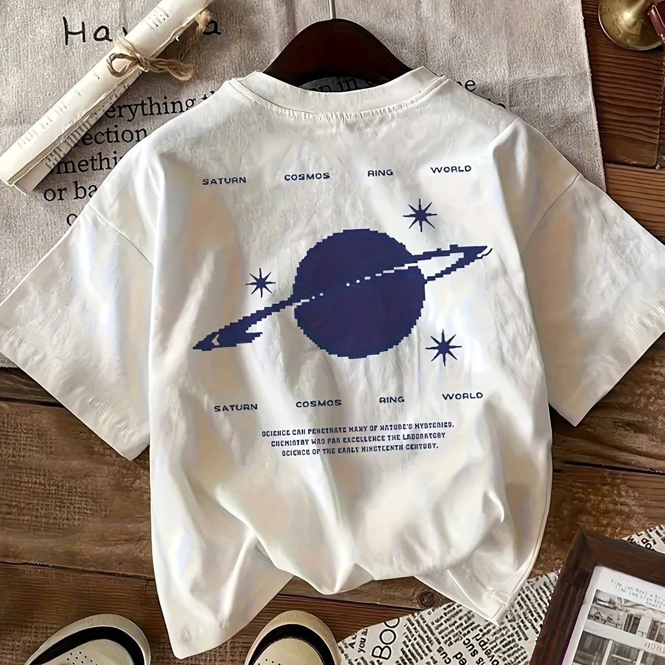 

Print T-shirt, Short Sleeve Crew Neck Casual Top For Summer & Spring, Women's Clothing
