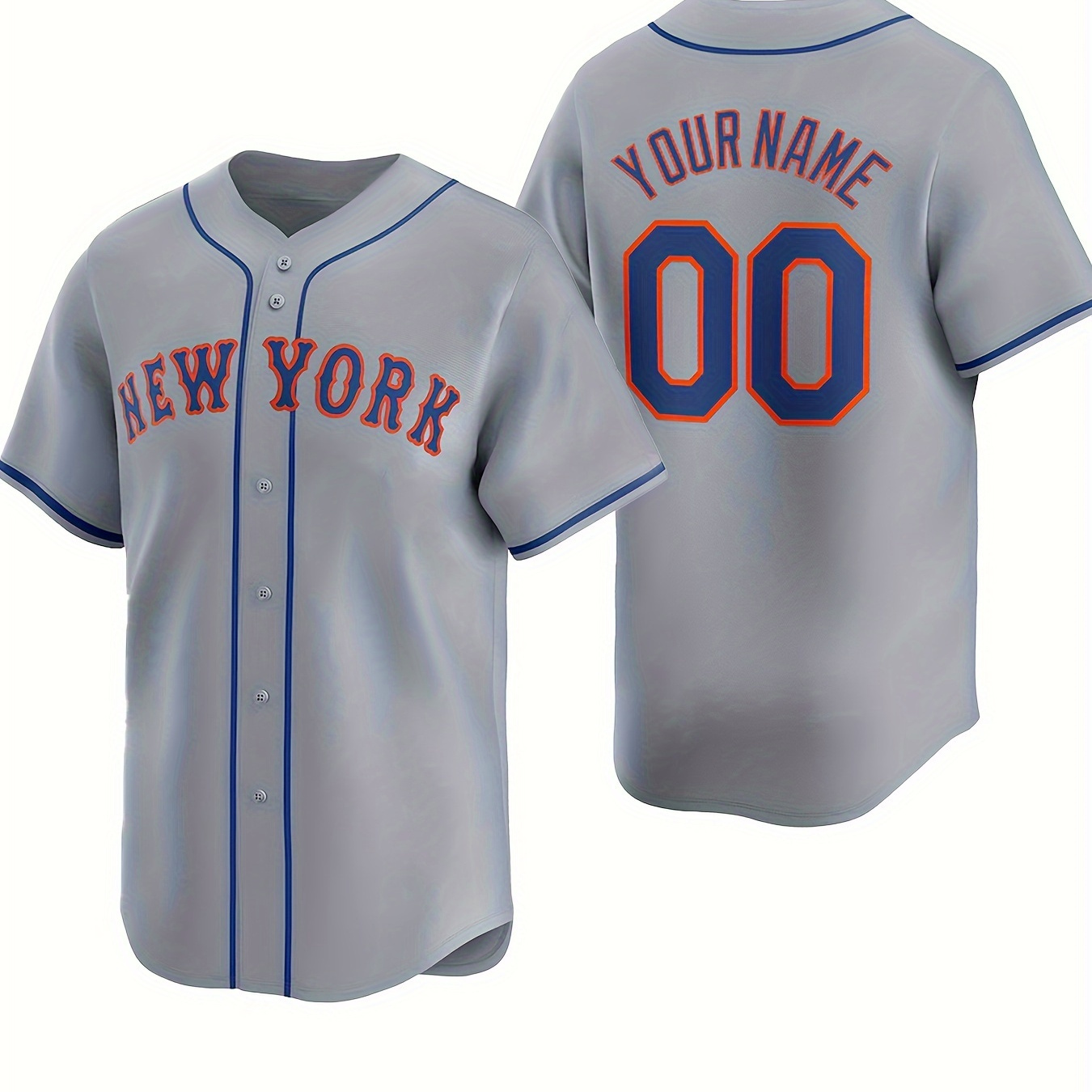 

Customized Name And Number Embroidery, Men's V-neck Baseball Jersey, Daily Outdoor Leisure Sports Shirt