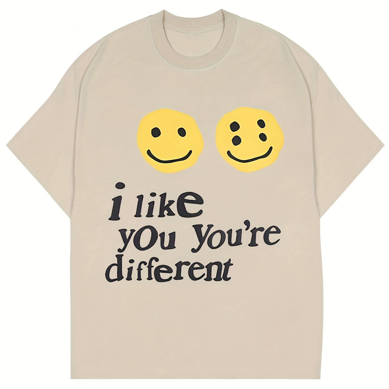 "I Like You You're Different" Print T-shirt, Men's Casual Street Style Stretch Round Neck Tee Shirt For Summer