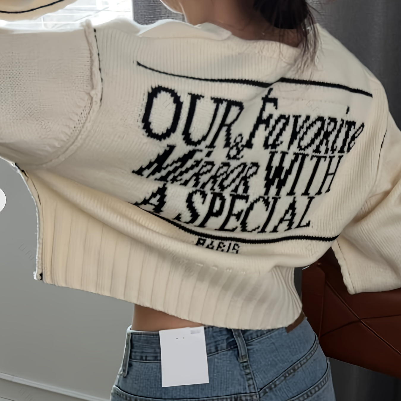 

Letter Pattern Single Breasted Cardigan, Versatile Drop Shoulder Long Sleeve Cardigan For Spring & Fall, Women's Clothing