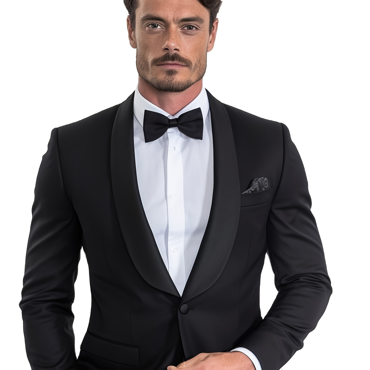 

Men's Black Satin Shawl Collar Elegant 3-piece Solid Color Suit (includes Blazer And Vest And Pants), Suitable For Wedding Business Party Graduation Prom